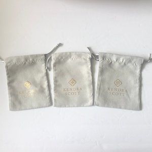 3 pc Kendra Scott Gray Dust Jewelry Bag Pouch Drawstring 5" x 6" BAGS ON…